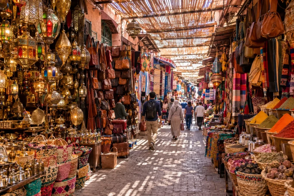 Morocco travel tips – colorful souk in the Marrakech medina
