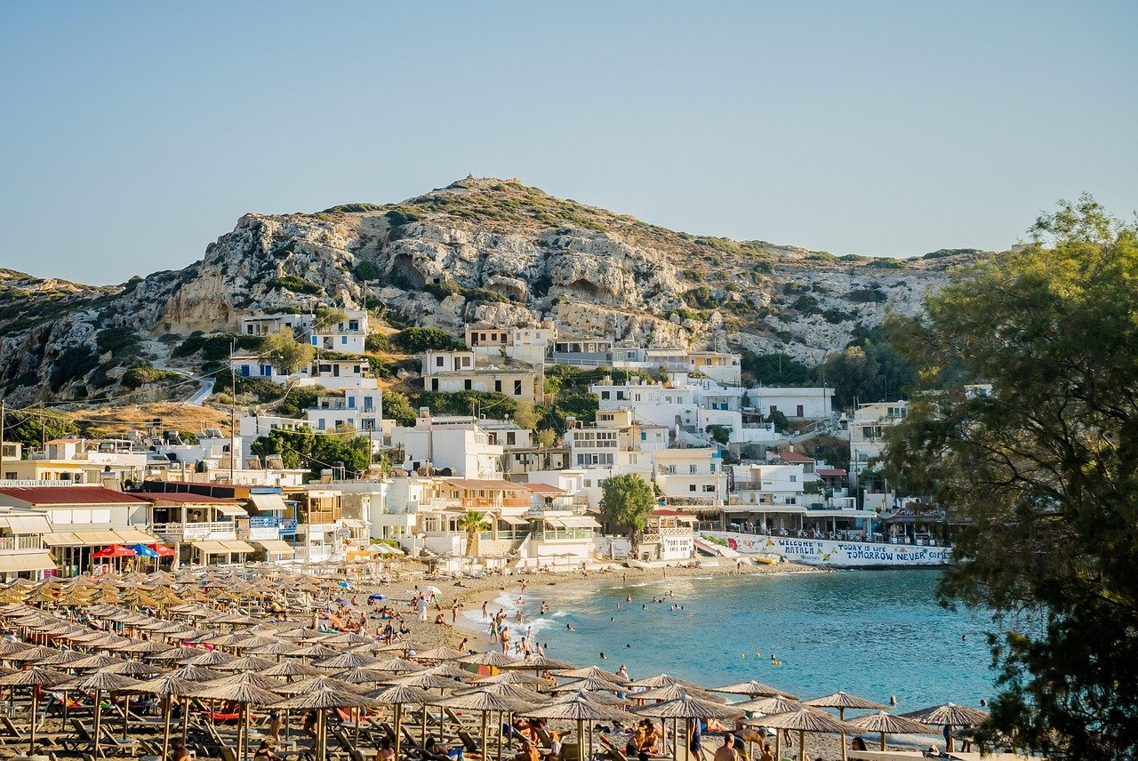 Greek island beach swimming